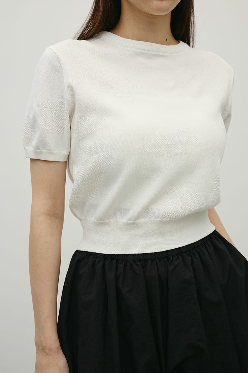 フラワージャガードニット WHT FREE