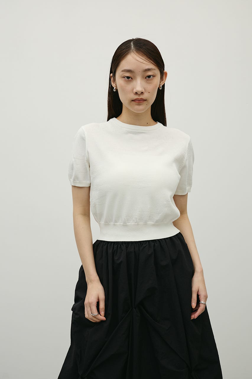 フラワージャガードニット WHT FREE