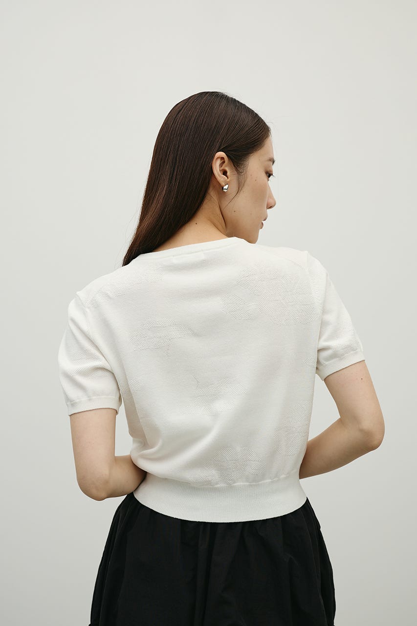 フラワージャガードニット WHT FREE