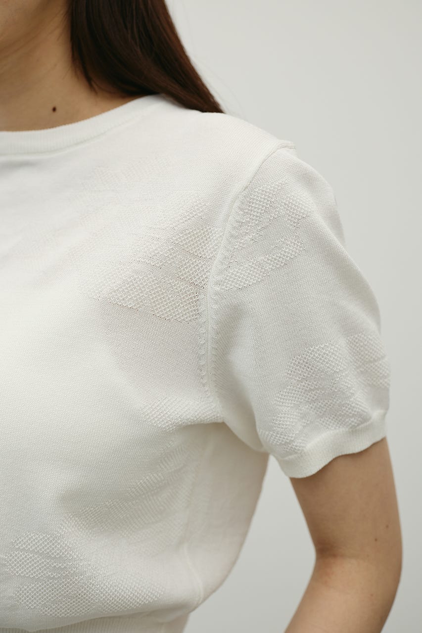 フラワージャガードニット WHT FREE