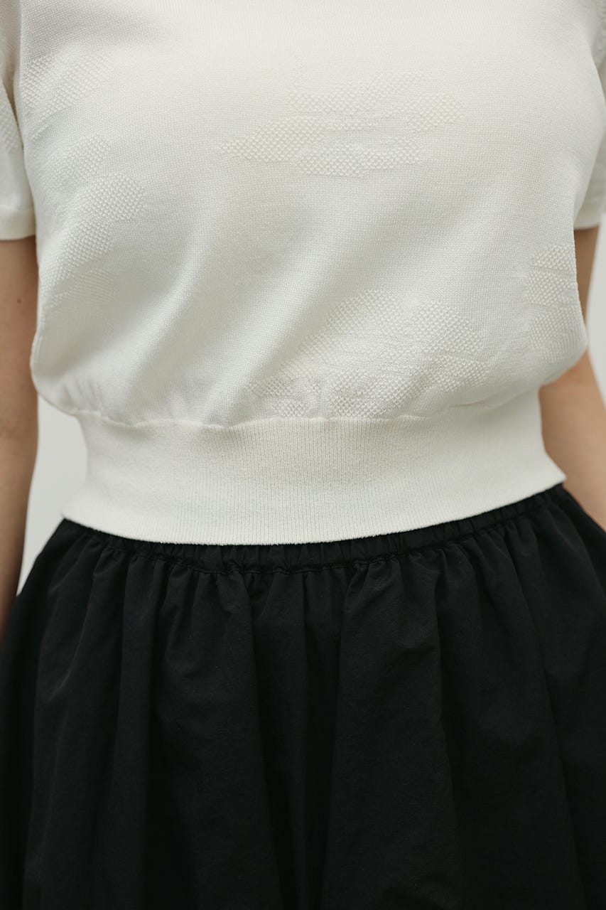 フラワージャガードニット WHT FREE