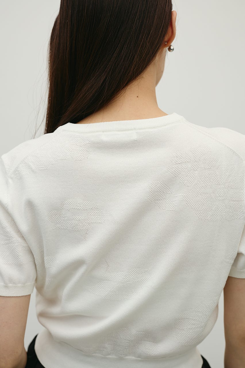 フラワージャガードニット WHT FREE