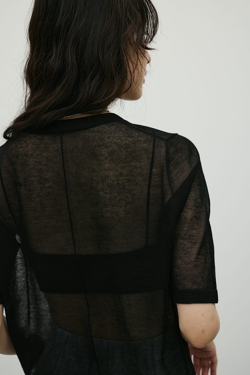 ウォッシャブルリネンミックスニットT BLK FREE