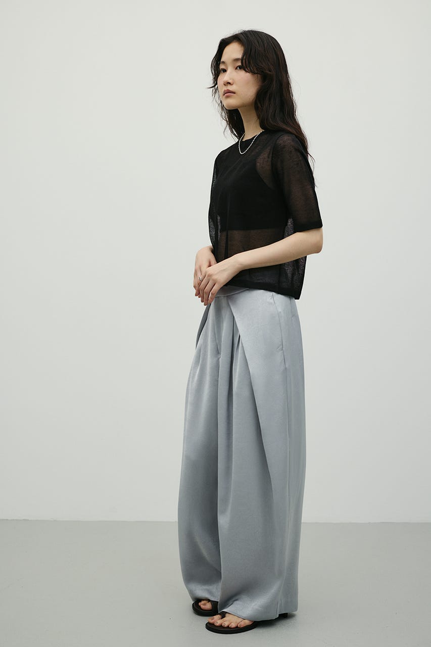 ウォッシャブルリネンミックスニットT BLK FREE