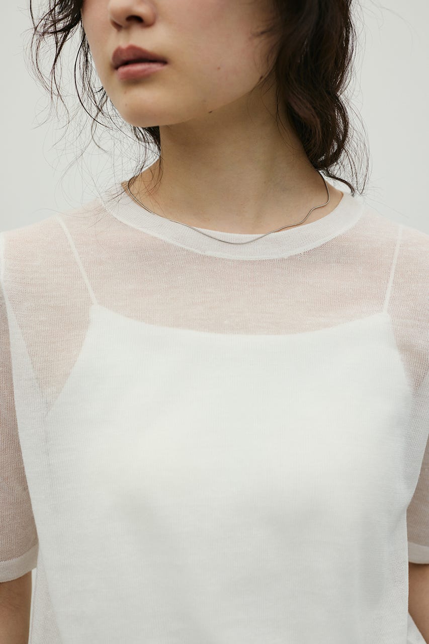 ウォッシャブルリネンミックスニットT WHT FREE