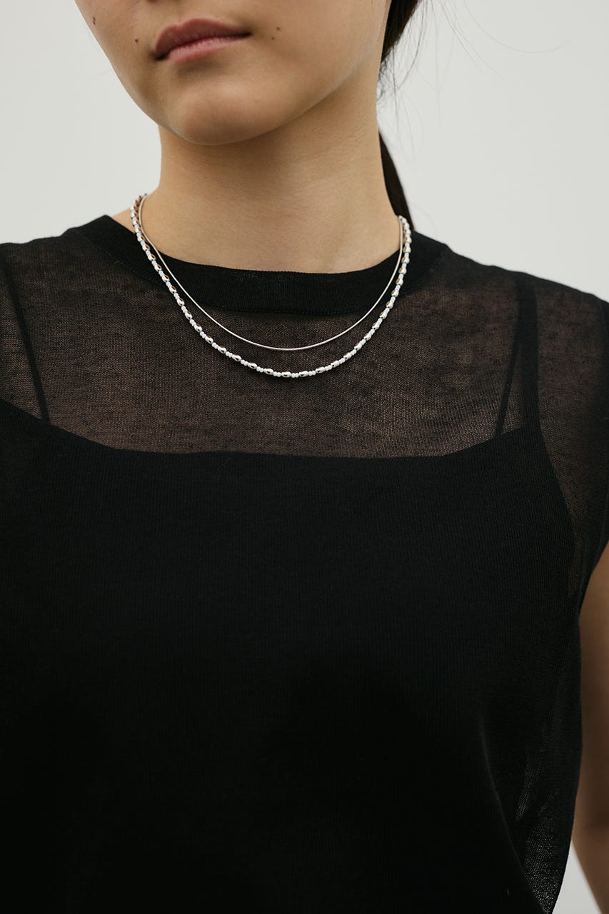 ウォッシャブルリネンミックスニットタンク BLK FREE