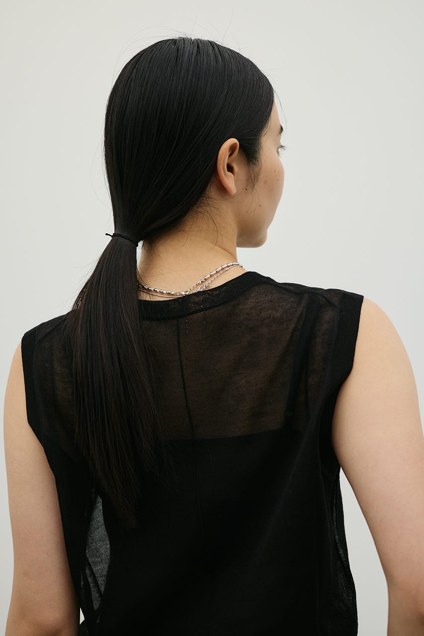 ウォッシャブルリネンミックスニットタンク BLK FREE