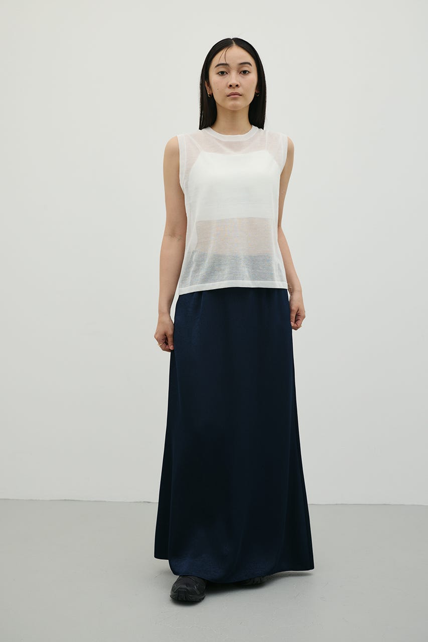 ウォッシャブルリネンミックスニットタンク WHT FREE