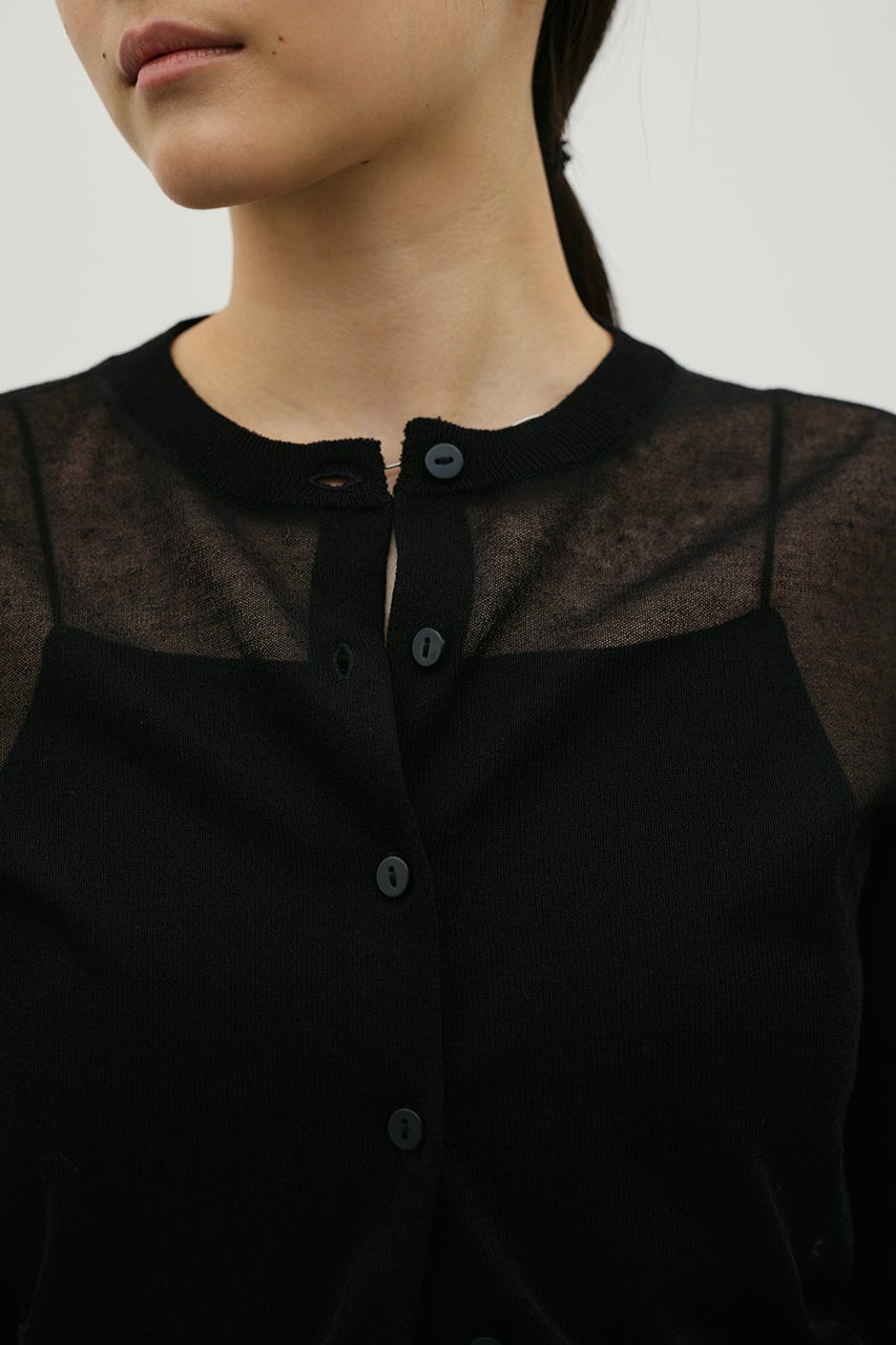 ウォッシャブルリネンニットカーディガン BLK FREE