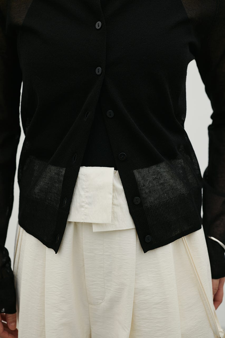 ウォッシャブルリネンニットカーディガン BLK FREE