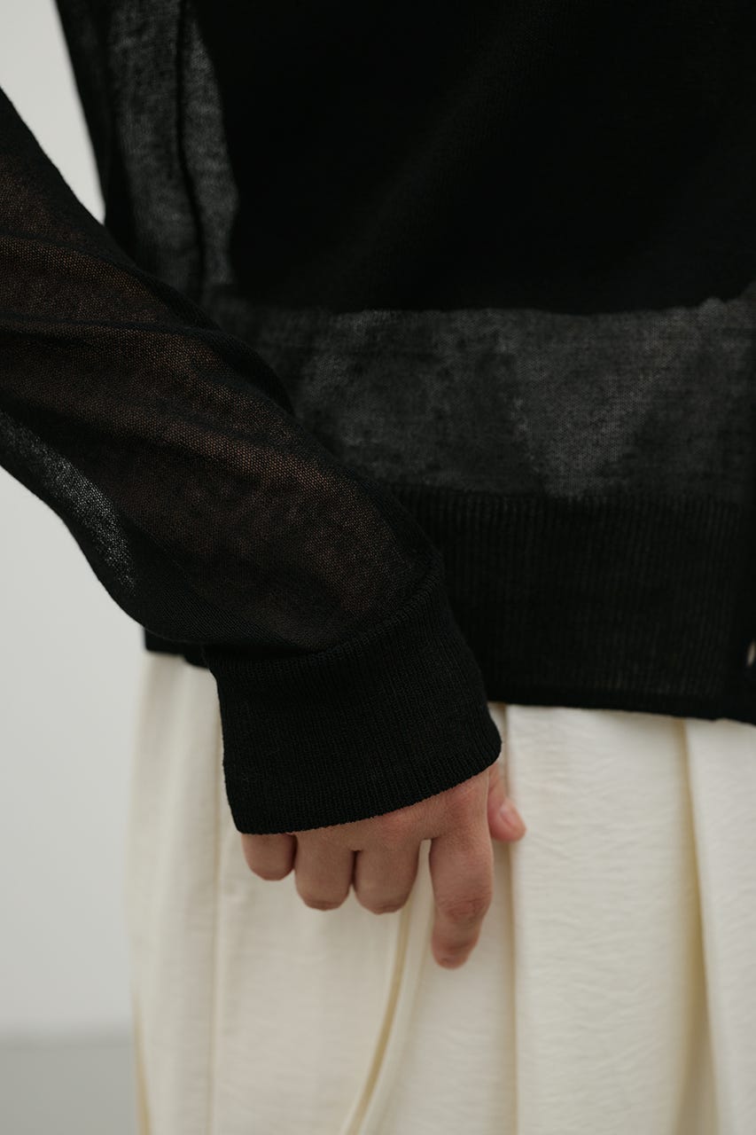 ウォッシャブルリネンニットカーディガン BLK FREE