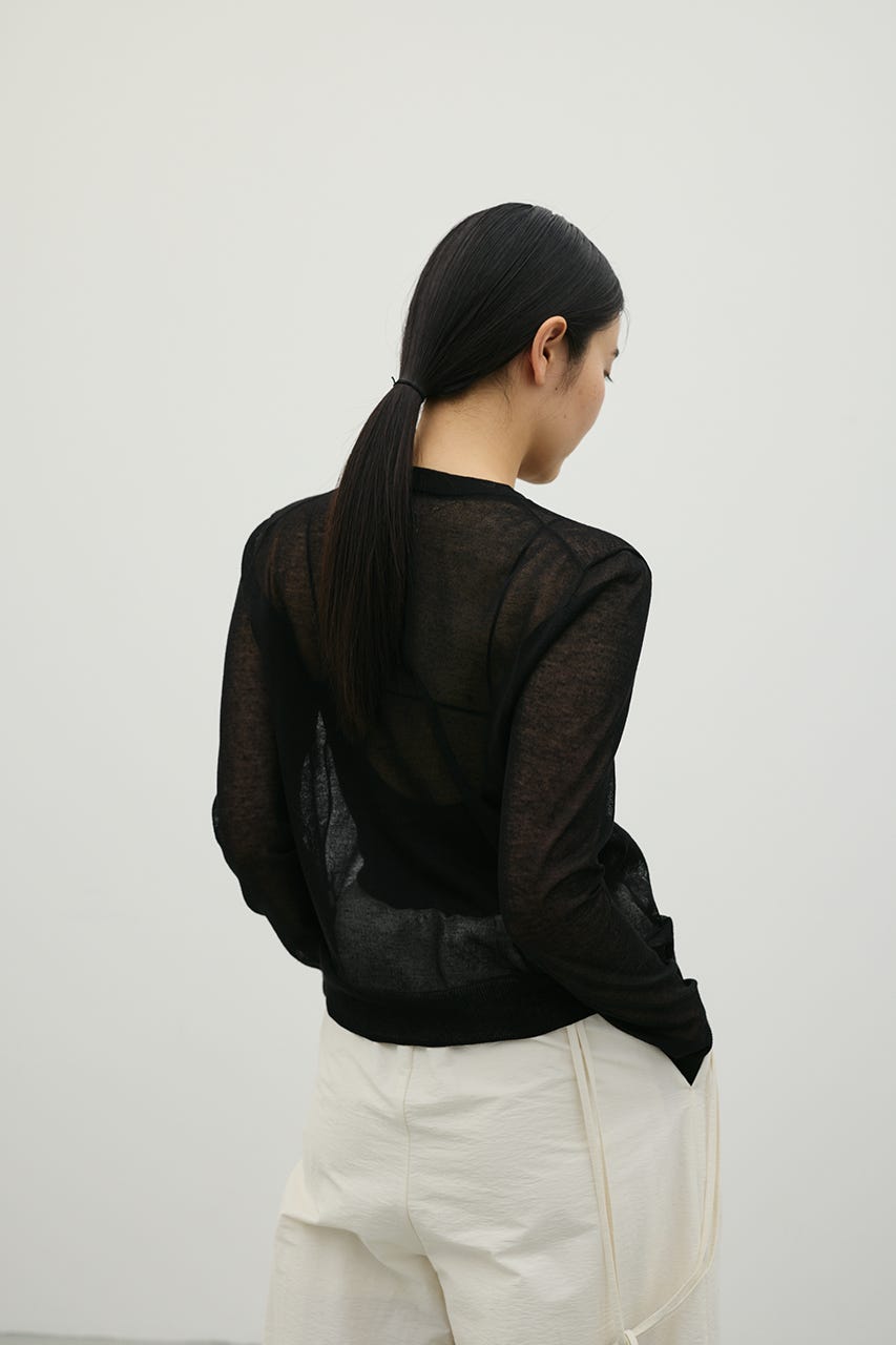 ウォッシャブルリネンニットカーディガン BLK FREE