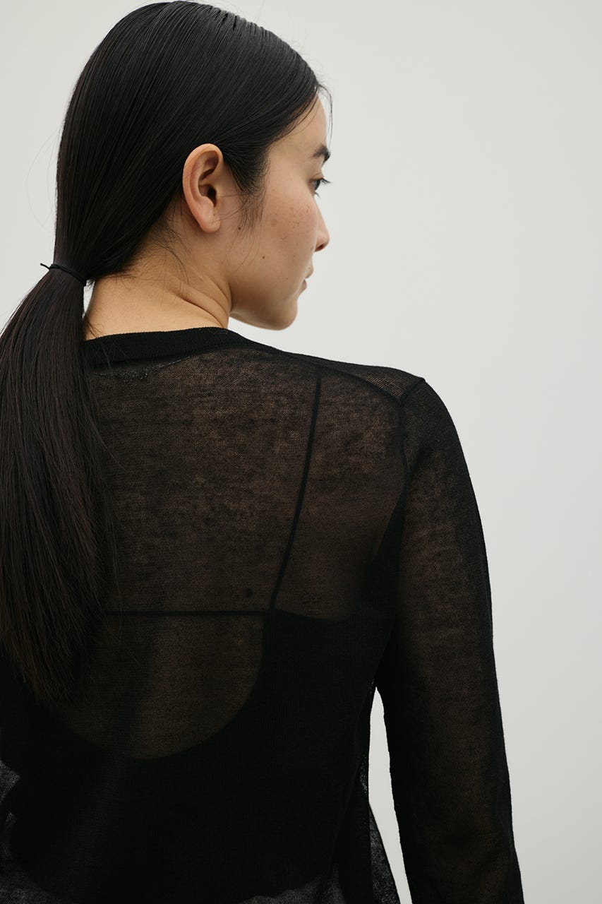 ウォッシャブルリネンニットカーディガン BLK FREE