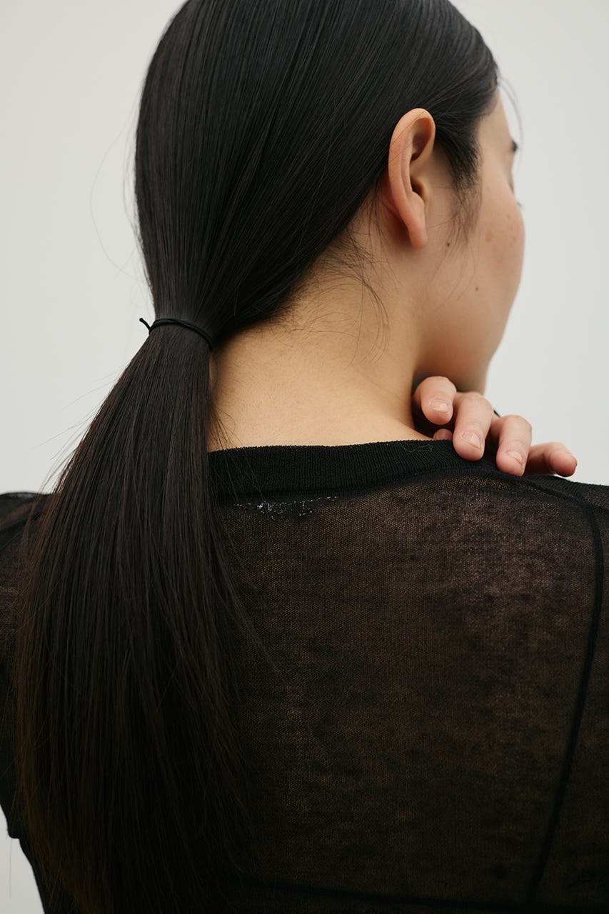 ウォッシャブルリネンニットカーディガン BLK FREE