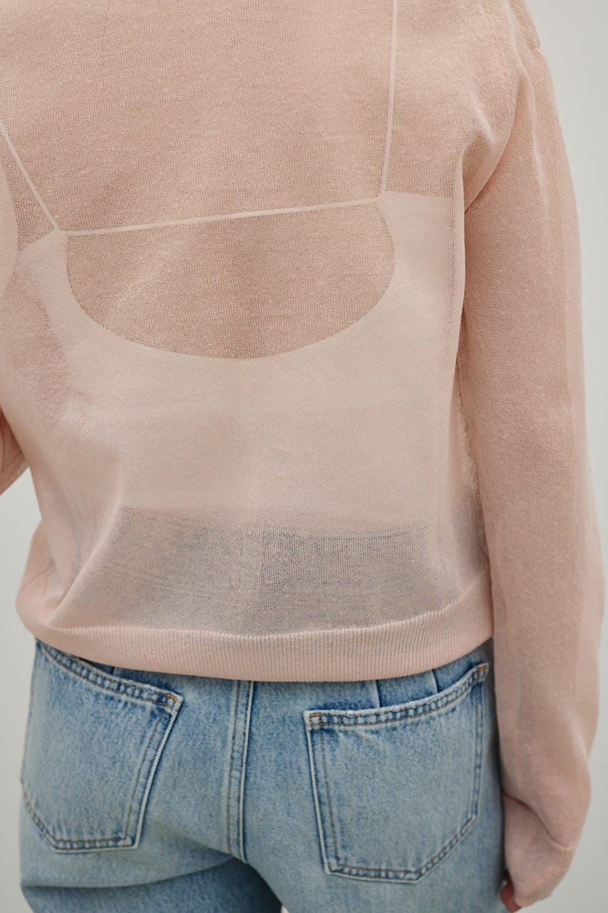 ウォッシャブルリネンニットカーディガン PNK FREE