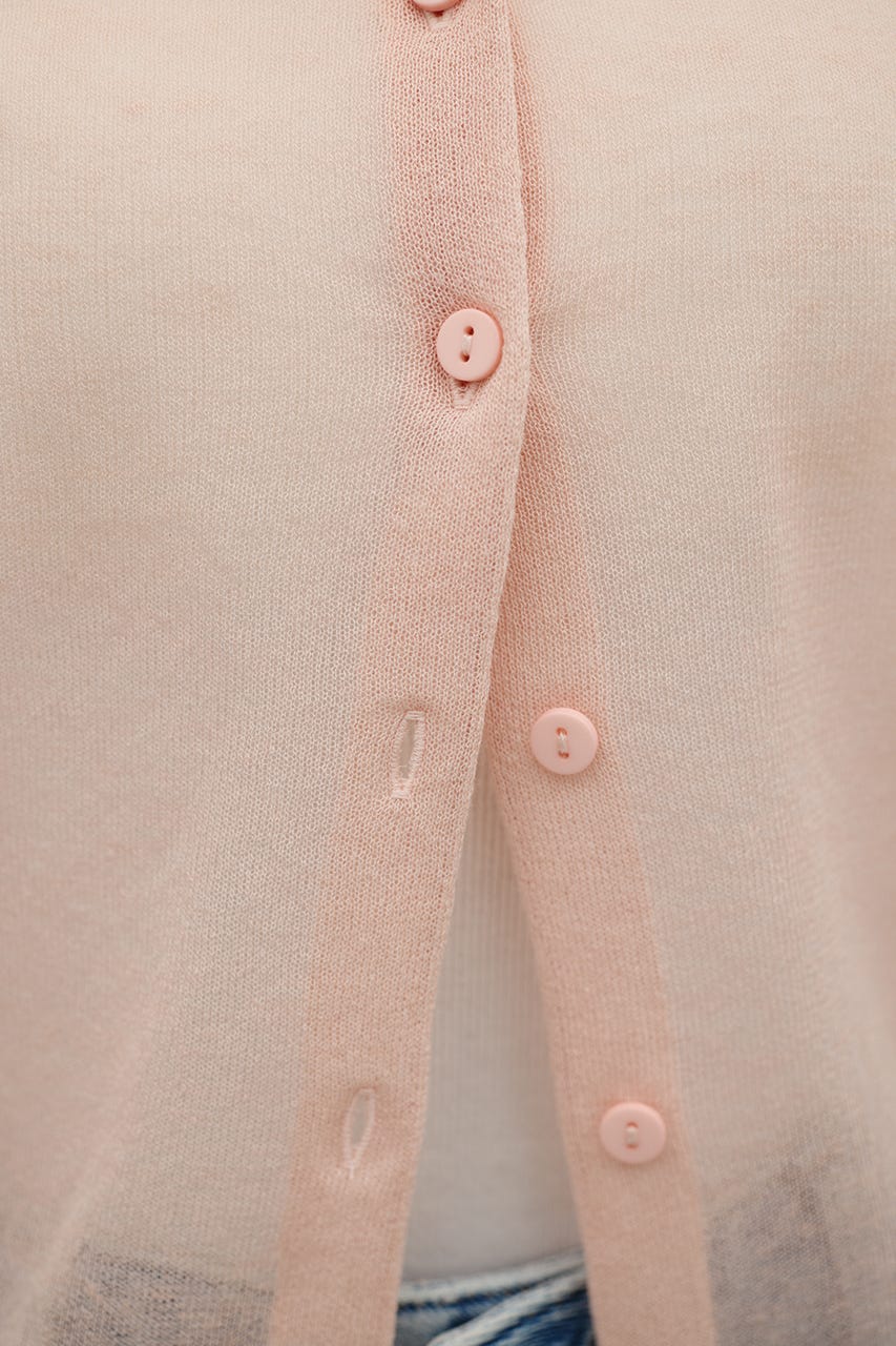 ウォッシャブルリネンニットカーディガン PNK FREE