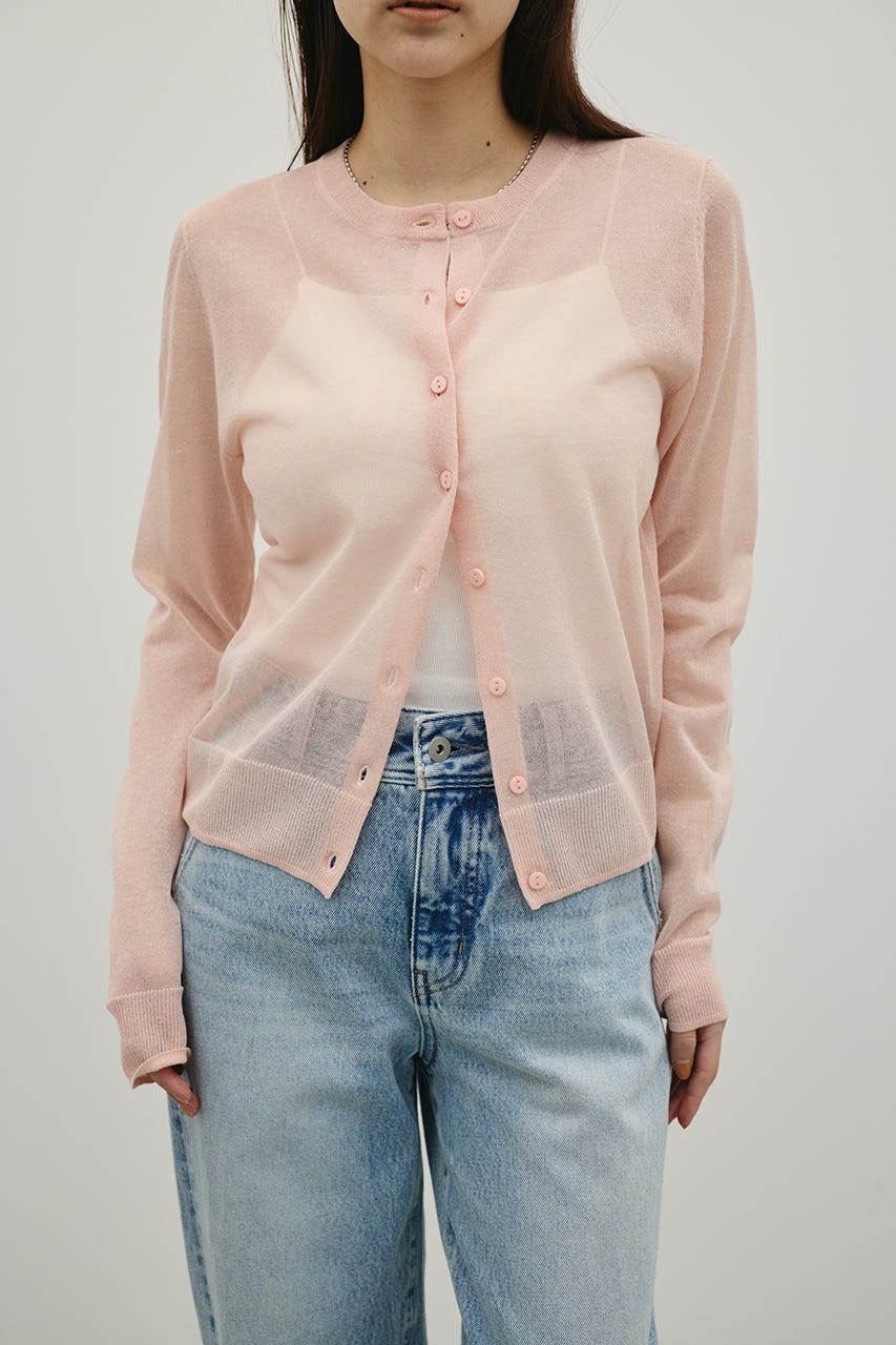 ウォッシャブルリネンニットカーディガン PNK FREE