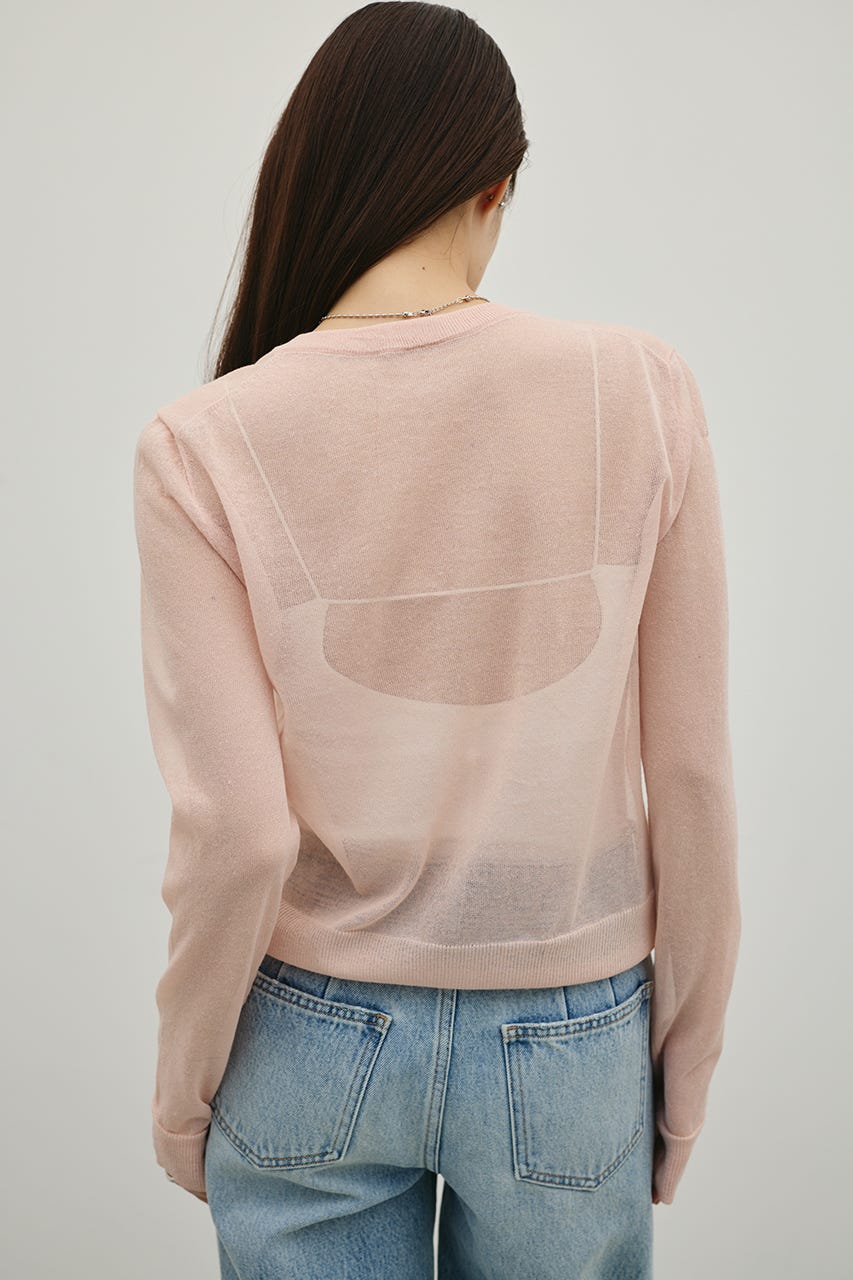 ウォッシャブルリネンニットカーディガン PNK FREE