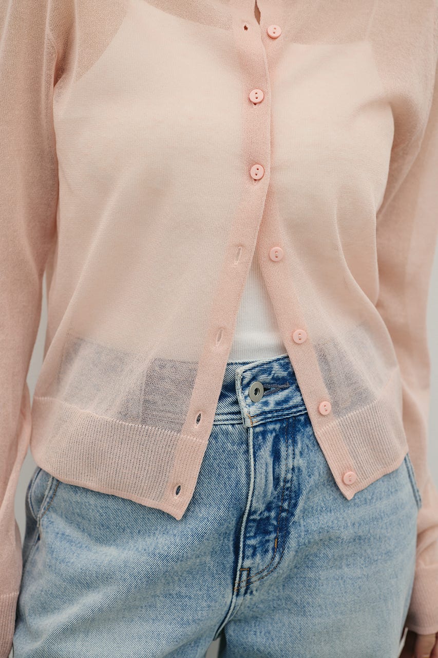 ウォッシャブルリネンニットカーディガン PNK FREE