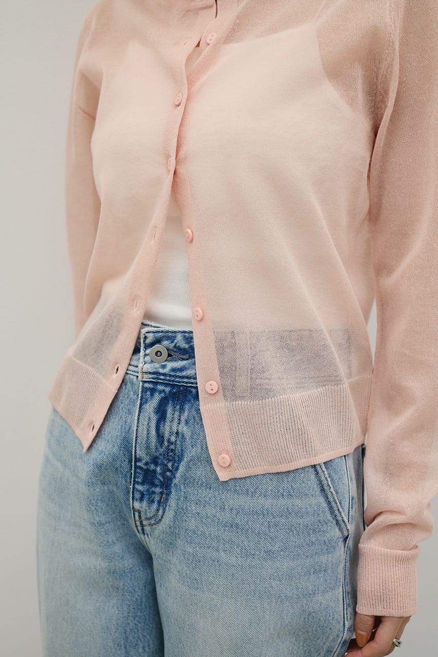 ウォッシャブルリネンニットカーディガン PNK FREE