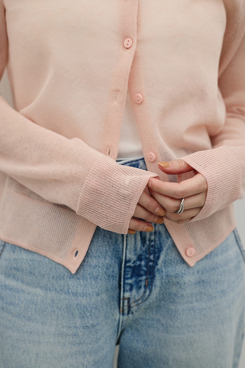ウォッシャブルリネンニットカーディガン PNK FREE
