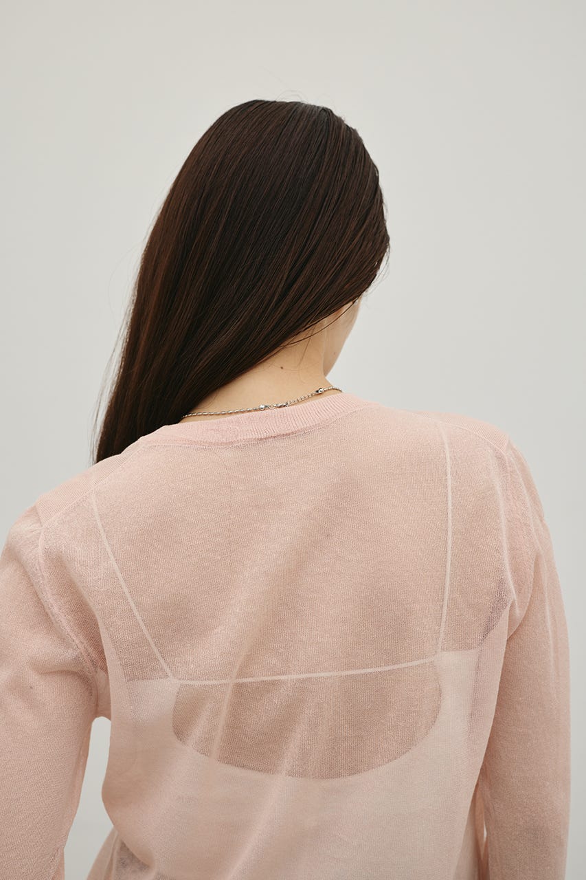 ウォッシャブルリネンニットカーディガン PNK FREE