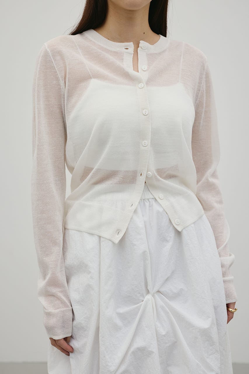 ウォッシャブルリネンニットカーディガン WHT FREE