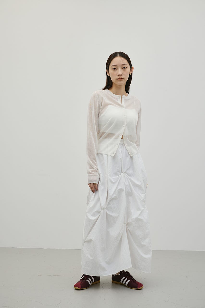 ウォッシャブルリネンニットカーディガン WHT FREE