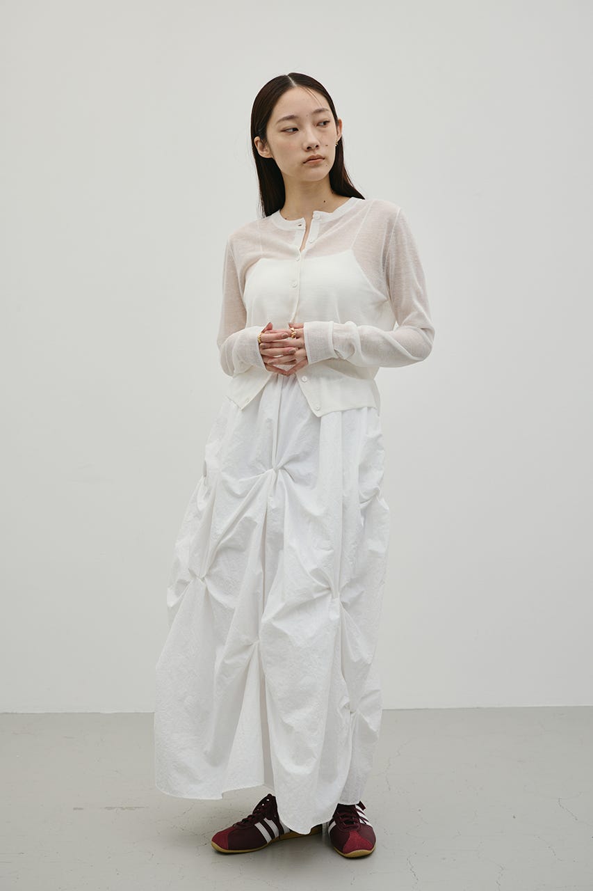 ウォッシャブルリネンニットカーディガン WHT FREE