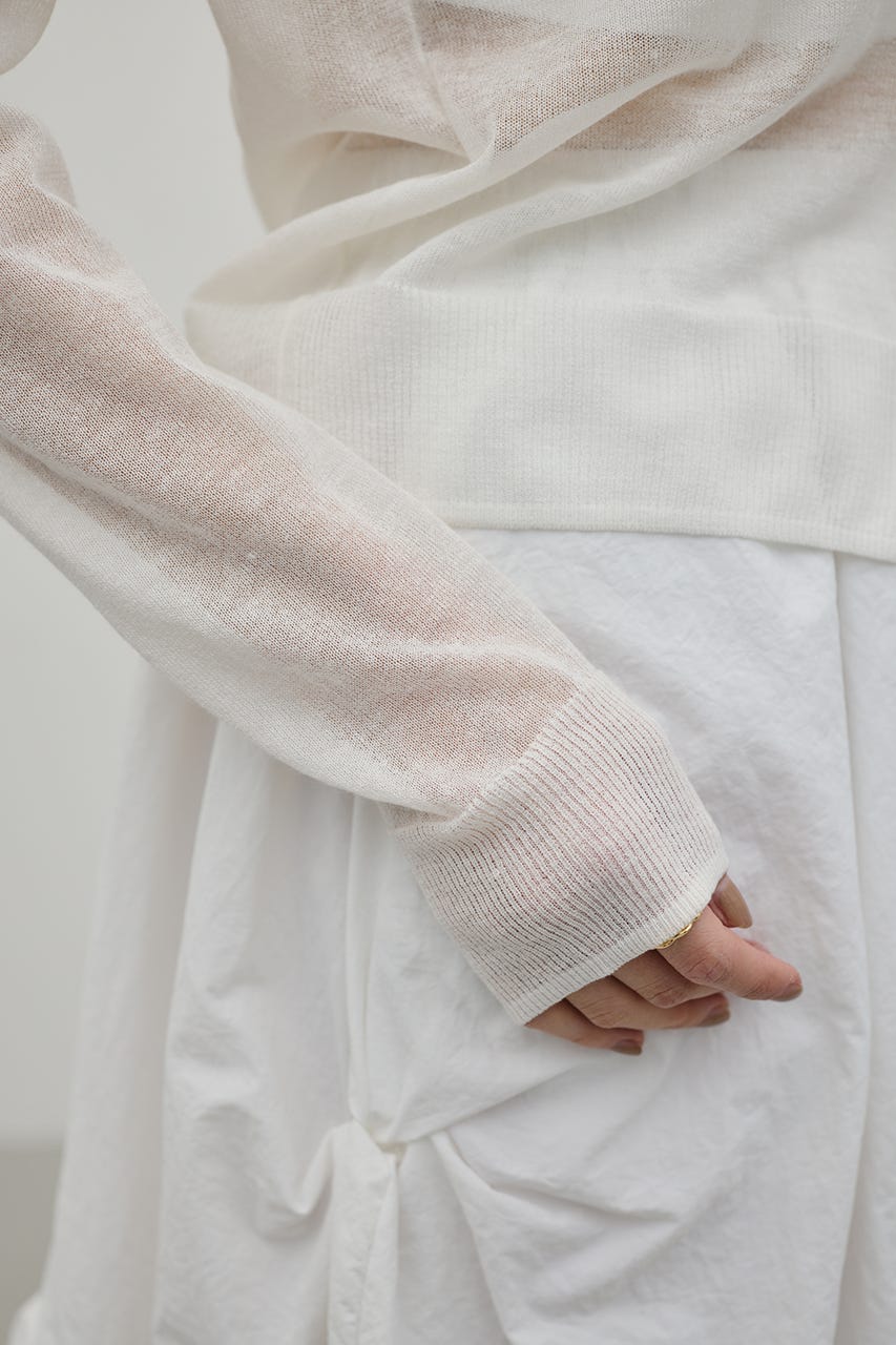 ウォッシャブルリネンニットカーディガン WHT FREE