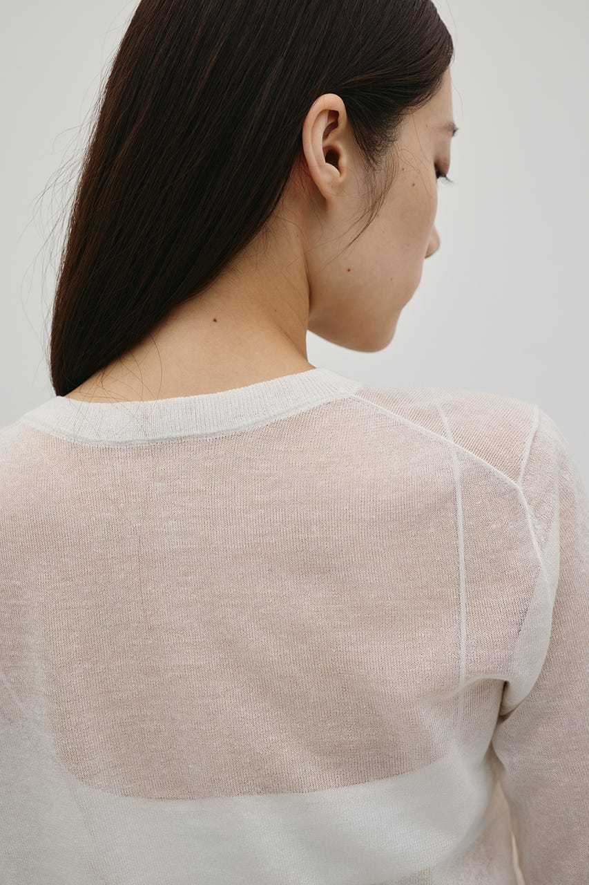 ウォッシャブルリネンニットカーディガン WHT FREE