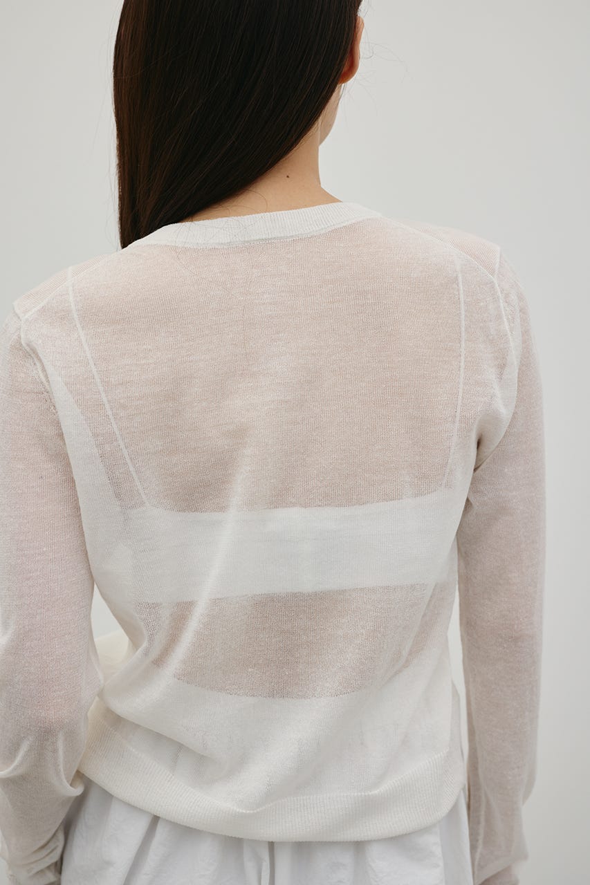 ウォッシャブルリネンニットカーディガン WHT FREE