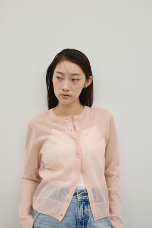 ウォッシャブルリネンニットカーディガン