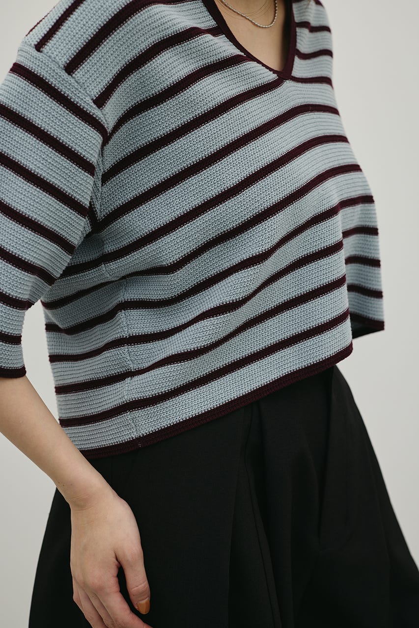 スキッパーニットポロ 柄BLU FREE