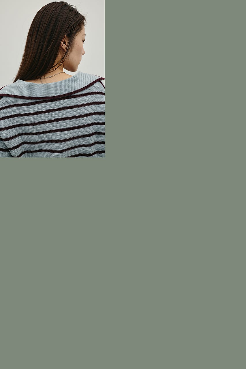 スキッパーニットポロ 柄BLU FREE