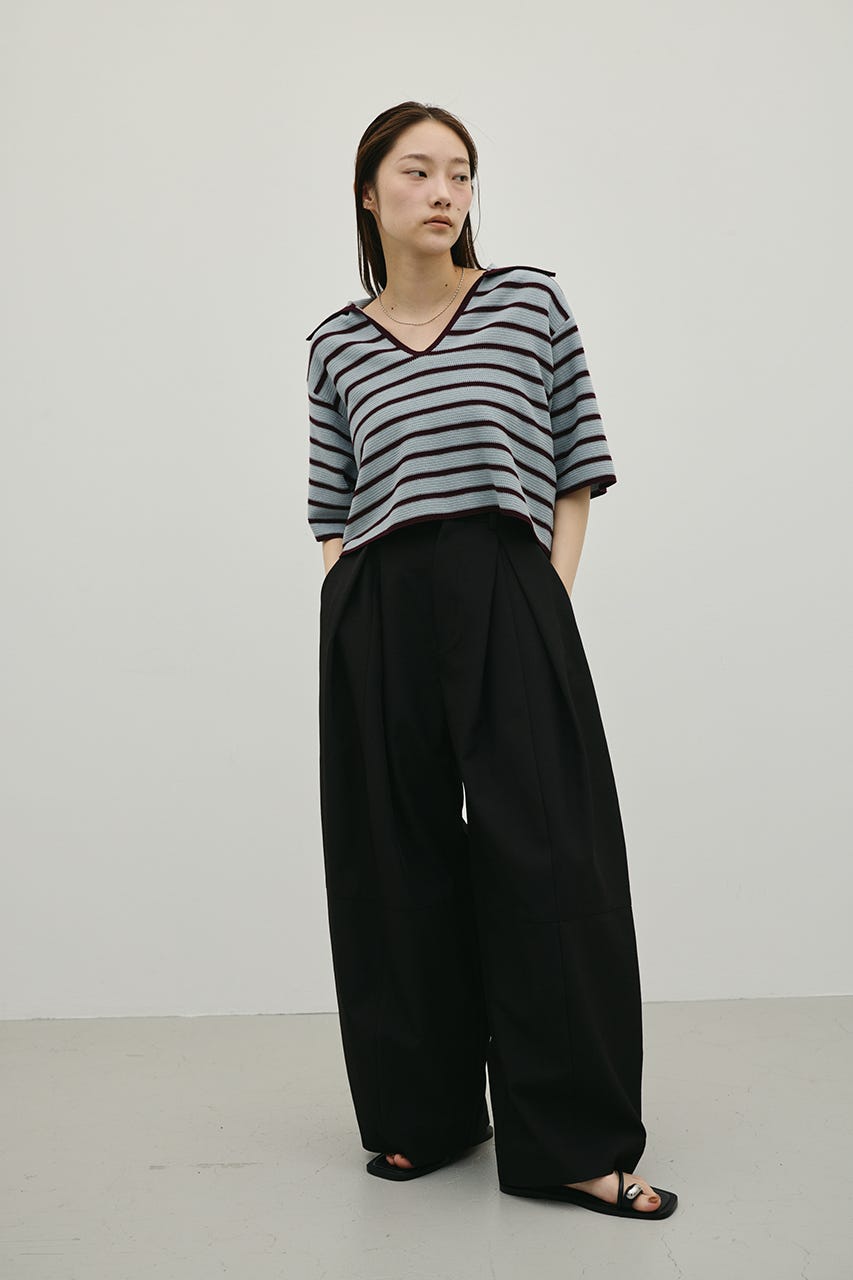 スキッパーニットポロ 柄BLU FREE