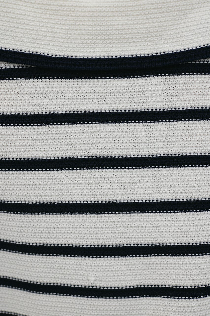 スキッパーニットポロ 柄WHT FREE