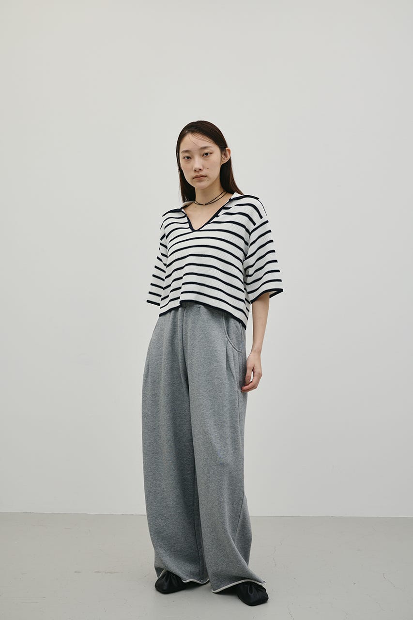 スキッパーニットポロ 柄WHT FREE