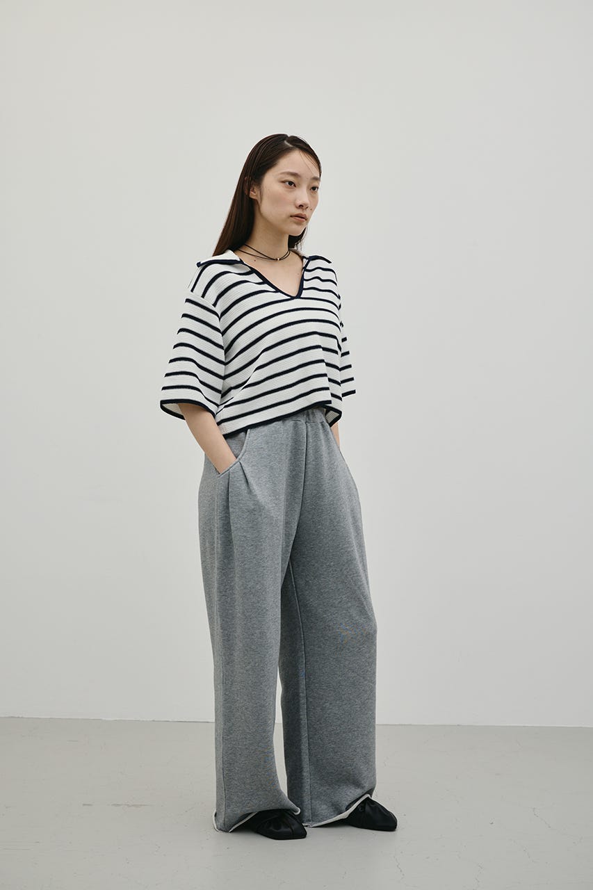 スキッパーニットポロ 柄WHT FREE