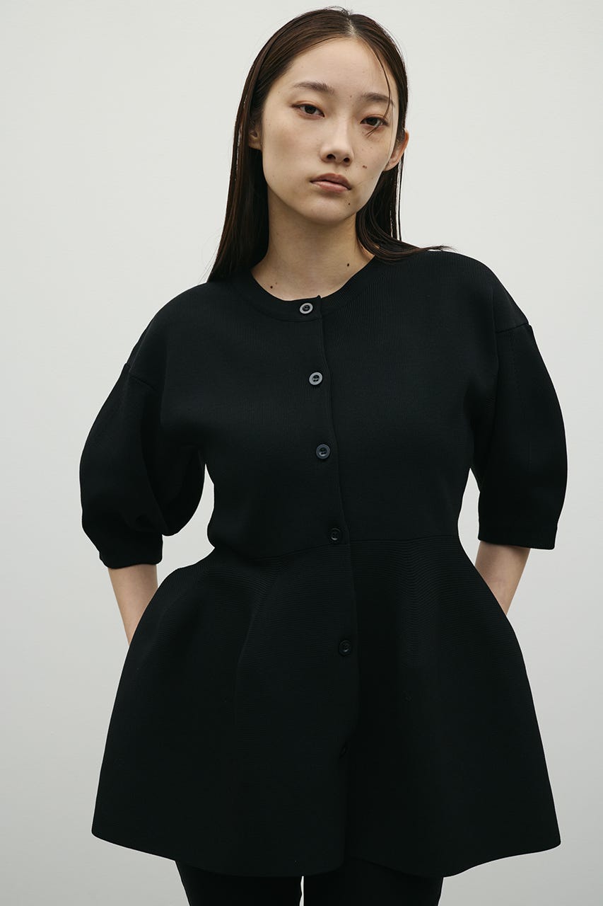 ペプラムフォルムスリーブカーデ BLK FREE