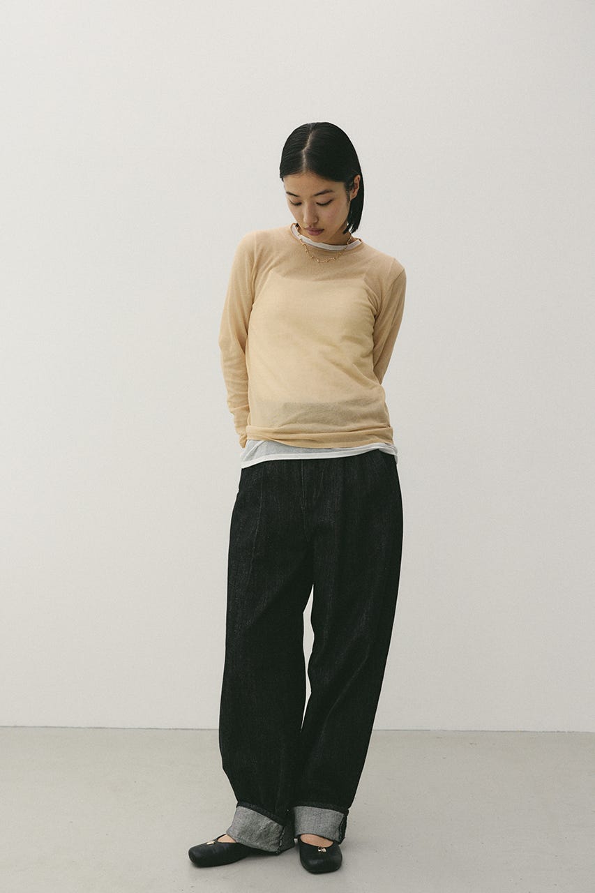 シアースキンニットトップ BEG FREE