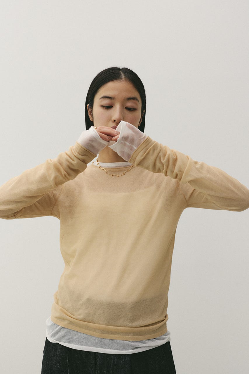 シアースキンニットトップ BEG FREE