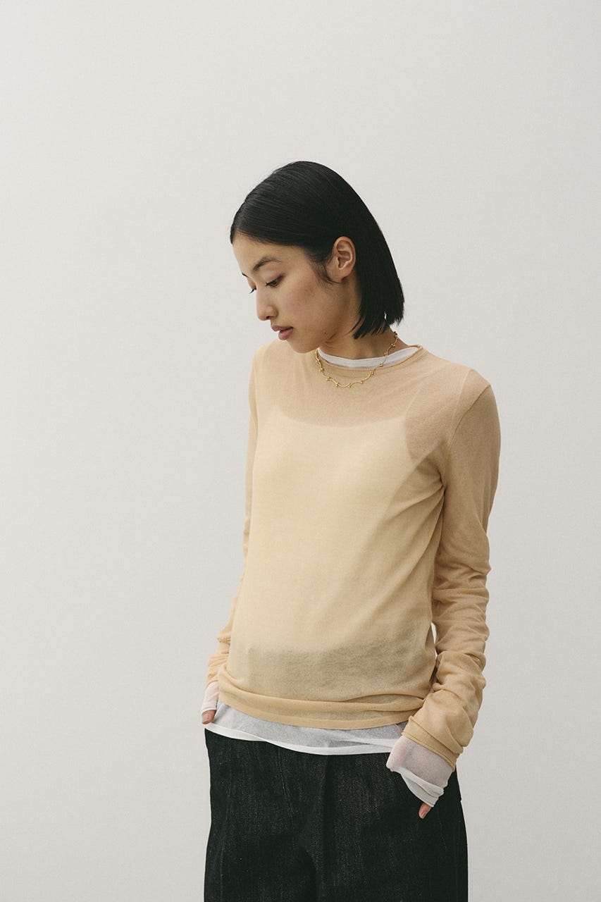 シアースキンニットトップ BEG FREE