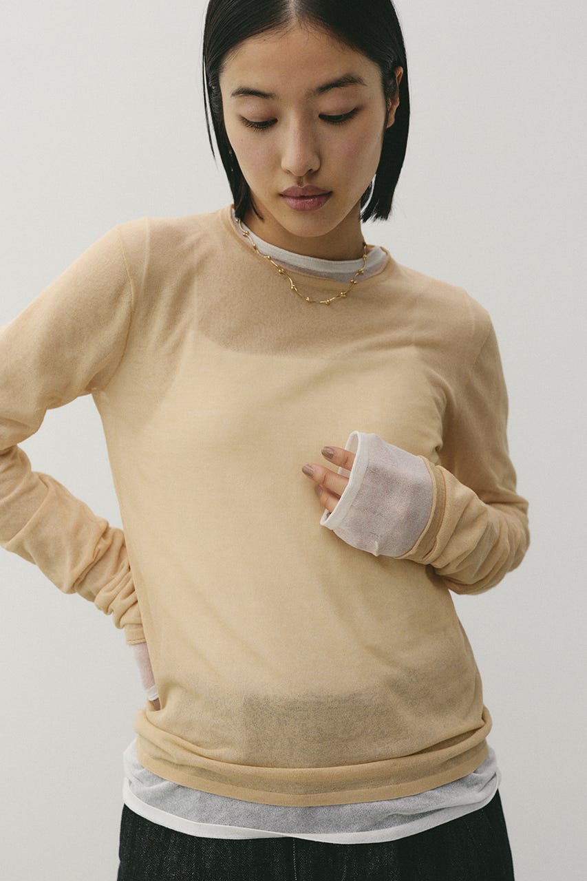 シアースキンニットトップ BEG FREE