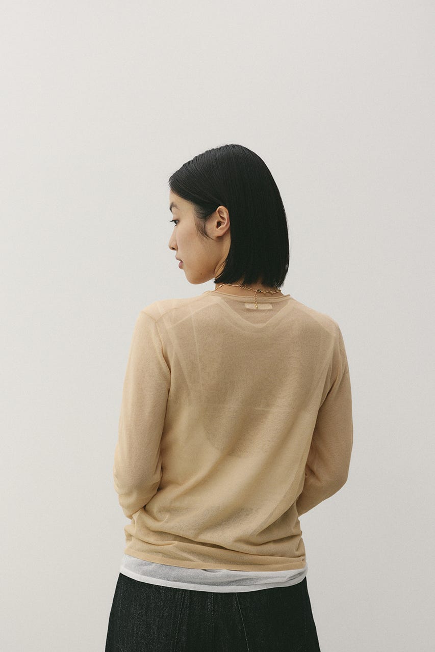 シアースキンニットトップ BEG FREE