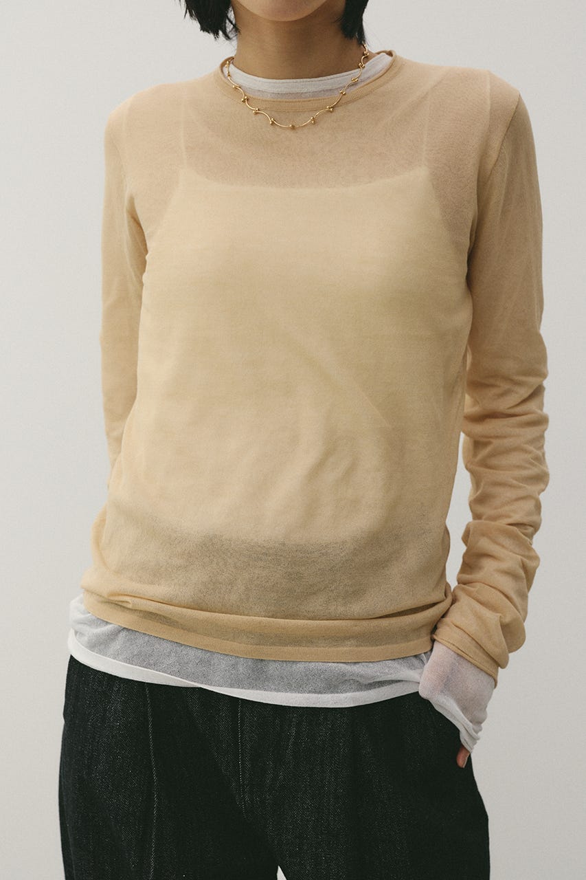 シアースキンニットトップ BEG FREE