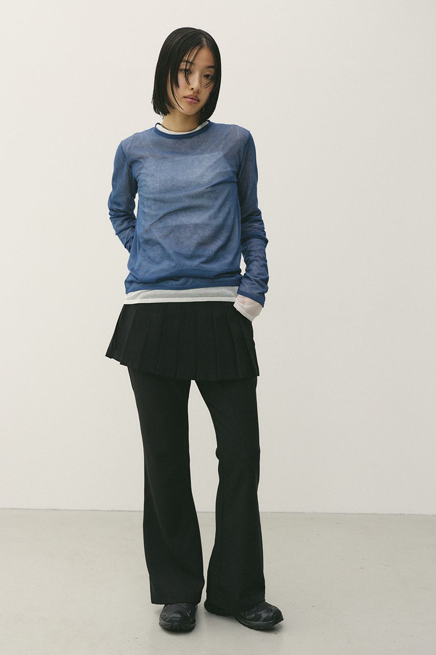 シアースキンニットトップ NVY FREE