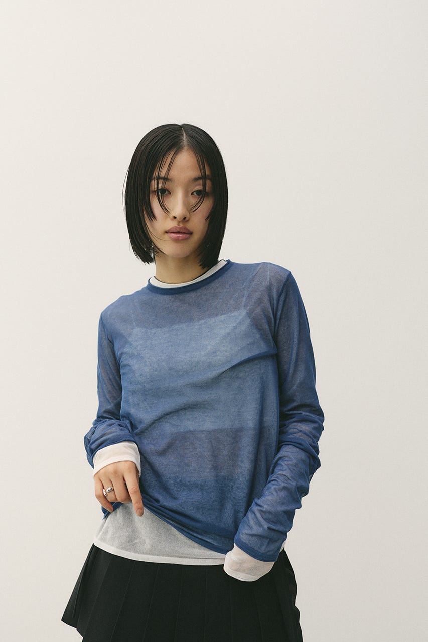 シアースキンニットトップ NVY FREE