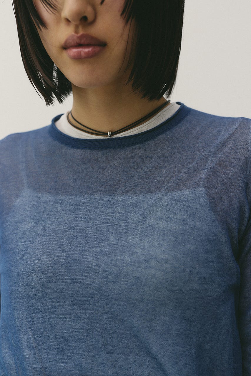 シアースキンニットトップ NVY FREE