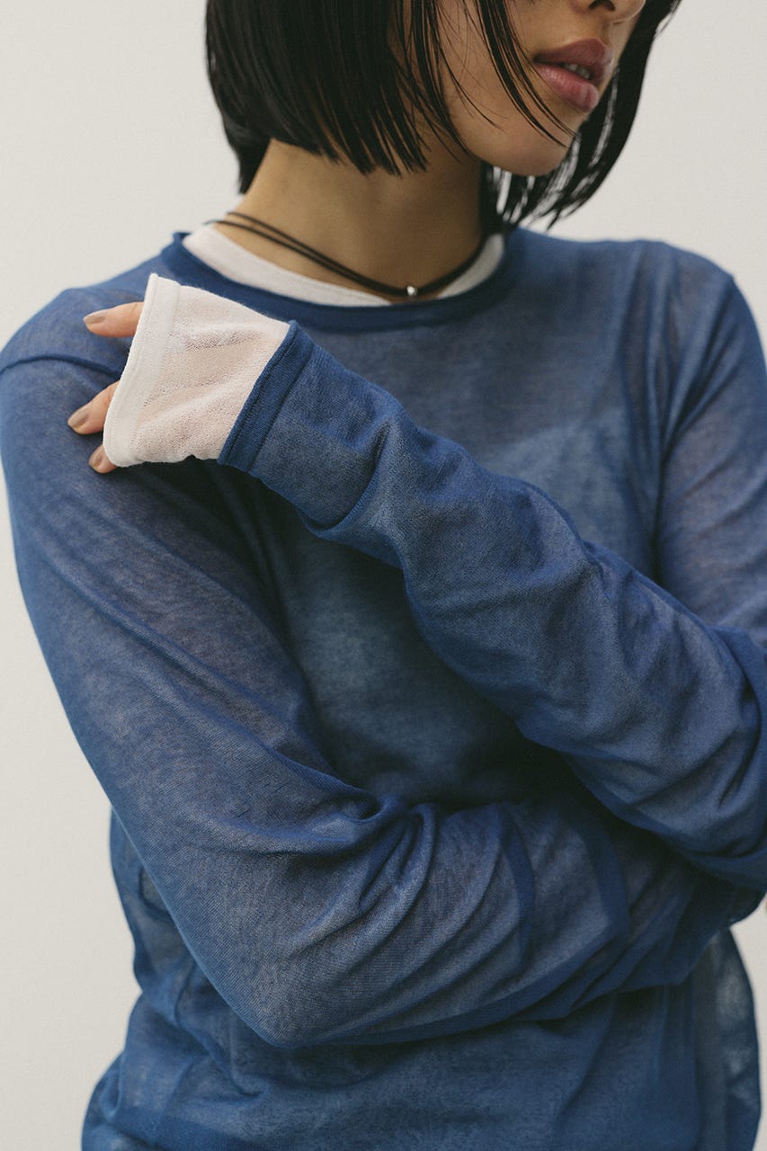 シアースキンニットトップ NVY FREE